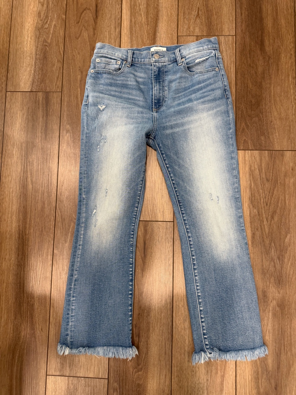 Pistola Mid-Rise Distressed Jeans with Frayed Hem 28